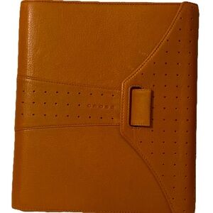 Cross Autocross Leather Medium Personal Agenda A5 6 Ring- Bound Cover Pen Toffee